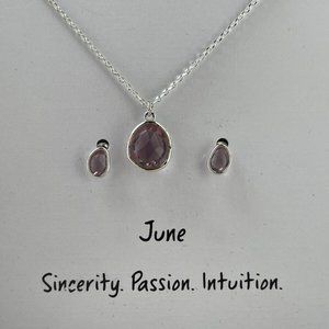 Unwritten JUNE Women Necklace Earrings Jewelry Set Sterling Silver Sincerity $50